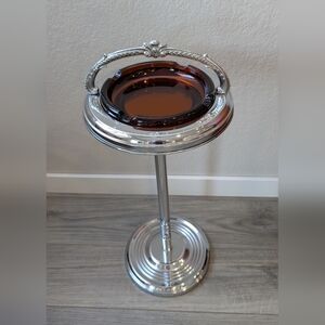 Vintage Art Deco 26" Chrome Smoking Ashtray Stand, Lounge, Mid Century BEAUTY